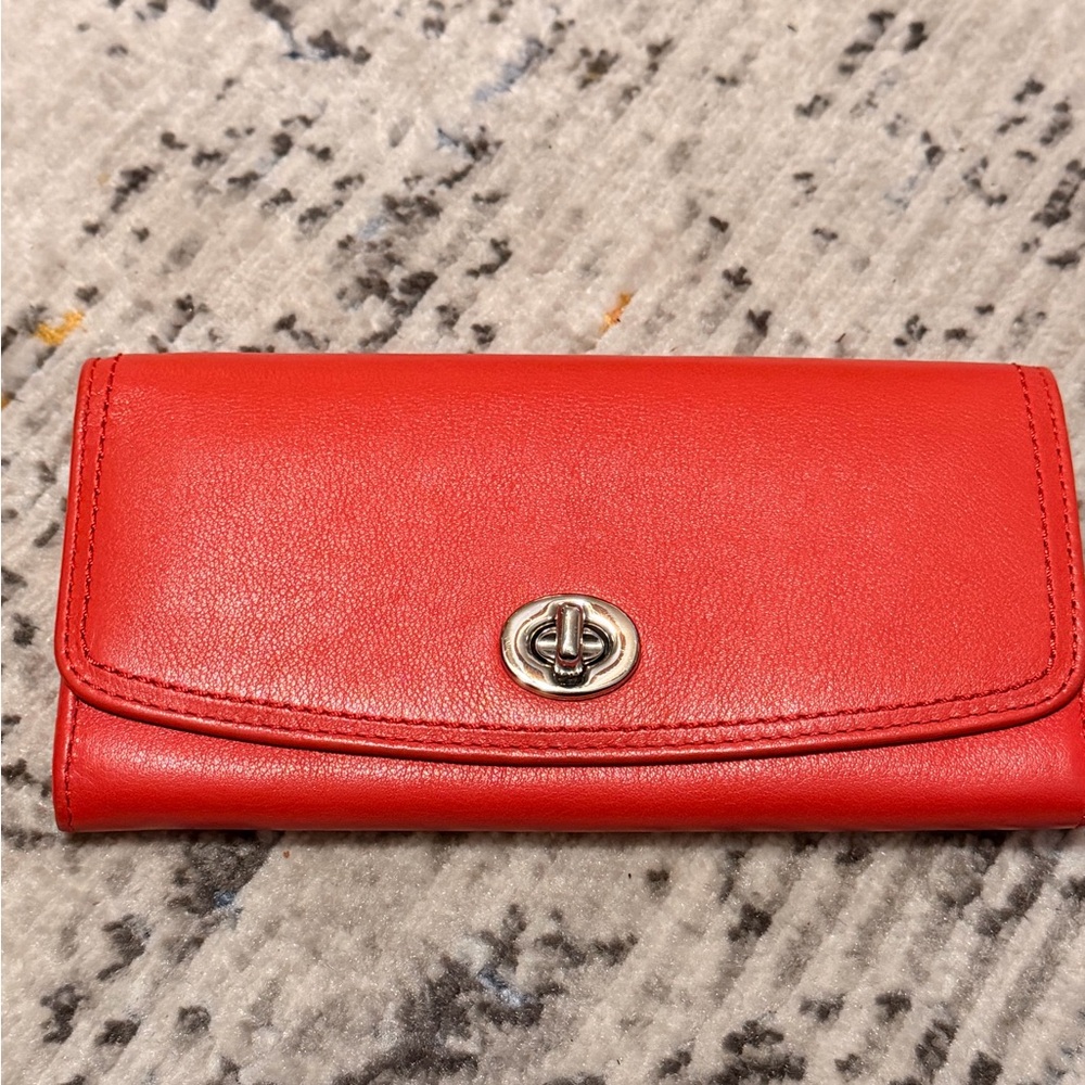 Red leather coach wallet